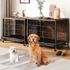 Dog Crate Furniture, Indoor Wooden Dog Kennel with 360° Wheels, Removable Tray & 3 Hooks - 2 of 4