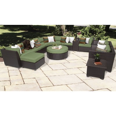 Barbados 12pc Patio Curved Sectional Seating Set with Cushions - Cilantro - TK Classics