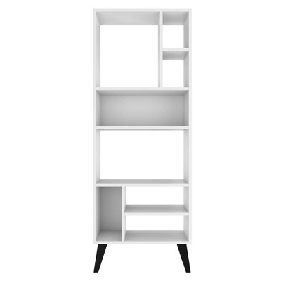 Warren White Tall Bookcase with Black Legs and 8 Shelves
