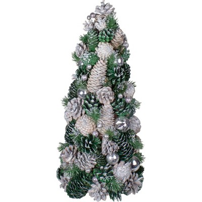 TheLAShop 3ft Glittered Christmas Cone Tree with Cotton Balls Remote C –