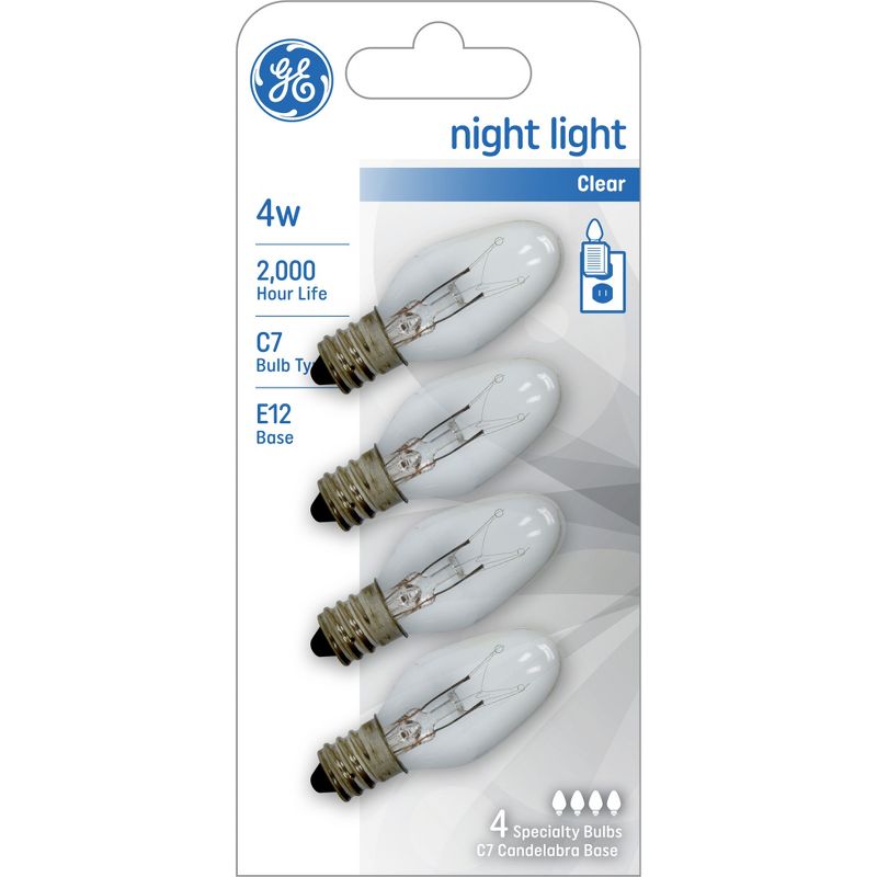 GE 4w 4pk Nightlight Incandescent Light Bulb Clear, 1 of 5