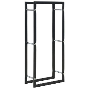 vidaXL Firewood Rack with Base Black Steel Organizer Log Holder Multi Sizes - 1 of 4