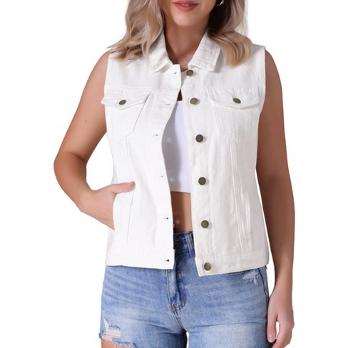 Moussy deals White Distressed Denim Vest Size F