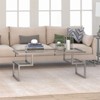 Metal Hollywood Satin Nickel and Gray Coffee Table with Glass Top - Henn&Hart - 2 of 4
