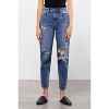 Women's Two Tone Distressed Tapered Jeans - HIDDEN - 2 of 4