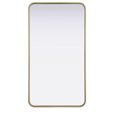 Elegant Lighting Contour Metal Rectangle Mirror 22x40 in Brass