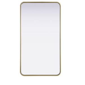 Elegant Lighting Contour Metal Rectangle Mirror 22x40 in Brass - 1 of 4