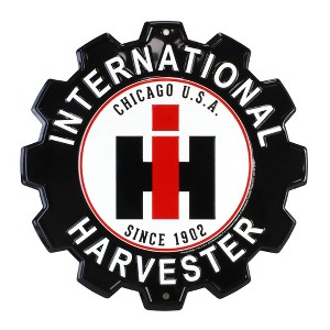 12" International Harvester Gear Logo Metal Sign IHG360 - 1 of 3