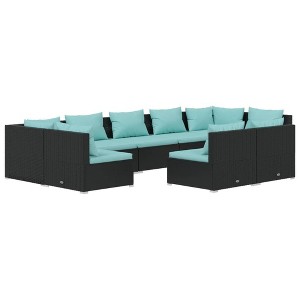 vidaXL Garden Lounge Set Black, Water Blue - 1 of 4