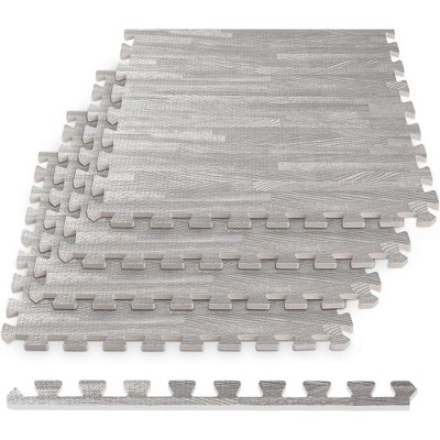 Gray Wood Grain Interlocking Foam Floor Tiles, 24x24 inches