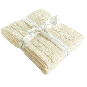 Cotton Cable Knit Toddler Blanket, Super Soft Warm Breathable Baby Blanket - NTBAY - 1 of 4