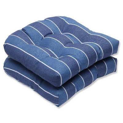 Pillow Perfect Wickenburg 2-Piece Outdoor Wicker Seat Cushion Set - Blue