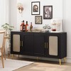 59.84" Four-Door Storage Cabinet with Plastic Rattan and Gold Feet, Ample Two-Layer Storage for Living Room - 4 of 4