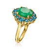 Ross-Simons 2.80 Carat Emerald and 1.40 ct. t.w. London Blue Topaz Ring in 18kt Gold Over Sterling - 3 of 4