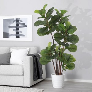 Artificial Fiddle Leaf Fig Tree, 4 Ft Faux Ficus Lyrata Tree with 72 Leaves in Pot, Fake Green Plant for Indoor Outdoor Home Office Living - 1 of 4