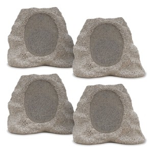 Victrola Rock Speaker Connect Bluetooth Outdoor Speaker with Solar Charging - 4 Pack (Stone) - 1 of 4