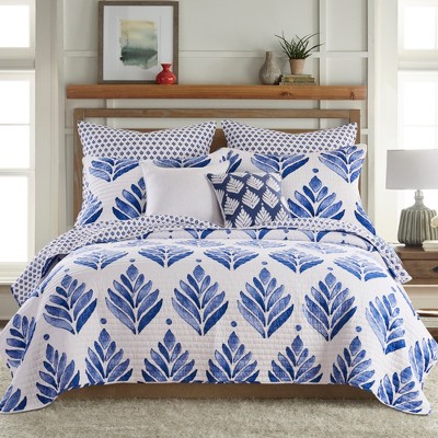 Linnea Blue Floral Quilt Set - King Quilt And Two King Shams Blue