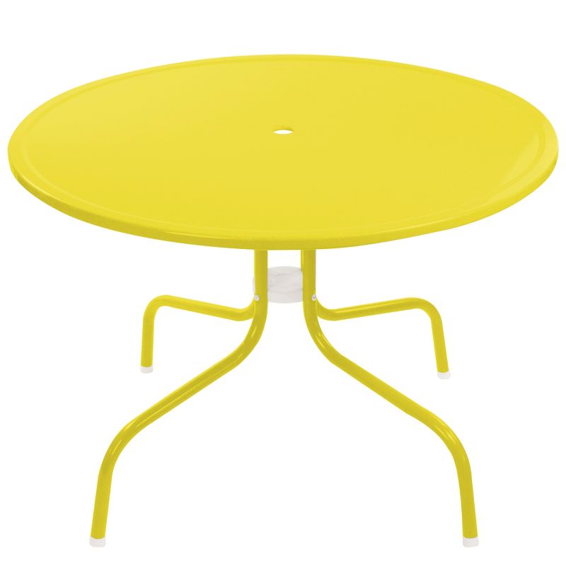 Northlight 39.25-Inch Outdoor Retro Metal Tulip Dining Table, Yellow, 3 of 4