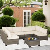Rbied All-Weather 7-Piece Gray Wicker Couch Outdoor Sofa Sectional Set with Beige Washable Cushions - 3 of 4