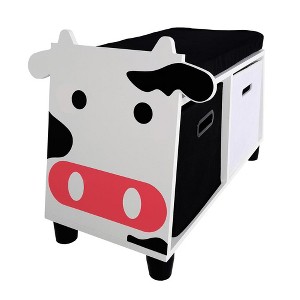Turtleplay Children’s Cow Storage Bench With Cushion - 1 of 4