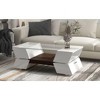 Okak Geometric Glass-Top Coffee Table, Modernist 2-Tier Storage with Open Shelves & Cabinets, 6mm Tempered Glass & Frost for Luxe Living Room - 3 of 4