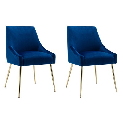 WestinTrends Upholstered Performance Velvet Accent Chair With Metal Leg (Set of 2)