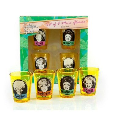 Just Funky The Golden Girls 2-Ounce Yellow Mini Glasses | Set of 4