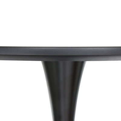 Bristol Black Round Mid-Century Modern Dining Table with Wood Top