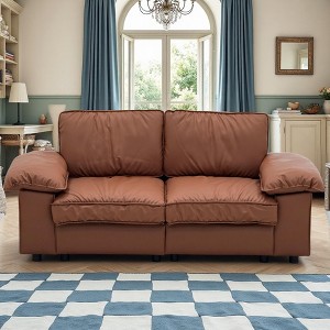 VASIP 78" Black Faux Leather Loveseat,Compact Sofa with Hidden Storage for Small Apartment, Living Room - 1 of 4