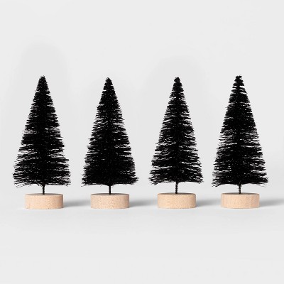 4pk Bottle Brush Tree Black Halloween Decorative Sculpture Set - Hyde & EEK! Boutique™