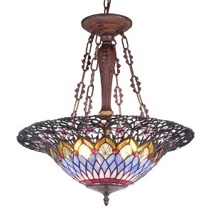 Chloe Lighting Camila Tiffany-Style 3 Light Inverted Ceiling Pendant 21`` Shade - 1 of 4