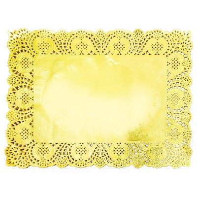 Juvale 60 Piece Gold Rectangle 12"x16" Paper Doilies Lace Placemats, 12x16 inches