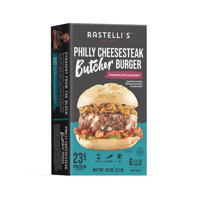 Rastelli's Angus Chuck & Ribeye Philly Cheesesteak Butcher Burger - 2lbs/6ct