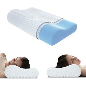 COWLOWN 24 x 13.4 x 4.7 inches Blue Memory Foam Pillow for Sleeping Side Back Stomach Sleeper - 1 of 4