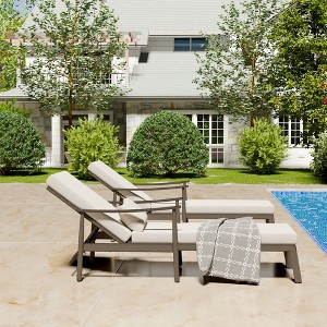 HAPPATIO Aluminum Adjustable Outdoor Chaise Lounge Chair - 1 of 4