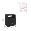 NicBex Wood 2 Drawer Nightstand,Sofa Side Coffee Table with Open Shelf for Bedroom,Living Room - 3 of 4