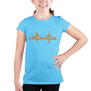 LA Pop Art Girl's Word Art T-shirt - San Francisco Bridge - 1 of 4