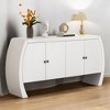 Elegant 4-Door Ash Veneer Storage Cabinet with Curved Legs, Antique Brass Handles,MDF Construction, Large Storage Space for Hallways,Entrances - 2 of 4