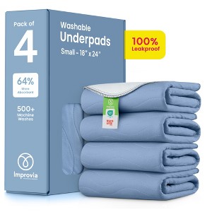 IMPROVIA® Washable Underpads 18”x24”, Heavy Absorbency Waterproof Incontinence Pads for Kids, Adults & Pets – Protects Bed, Couch, Sofa & Floor - 1 of 4