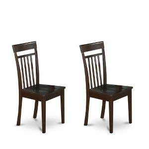 East West Furniture,Capri slat back kitche dining Chair with wood Seat, Set of 2 - 1 of 3