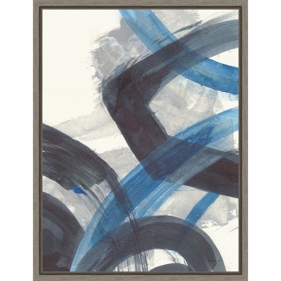 Amanti Art Blue Brushy Abstract I by Danhui Nai Canvas Wall Art Print Framed 18 x 24-in.