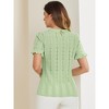INSPIRE CHIC Women's Crochet Eyelet Mock Neck Puff Sleeve Ruffle Embroidery Blouse - 3 of 4