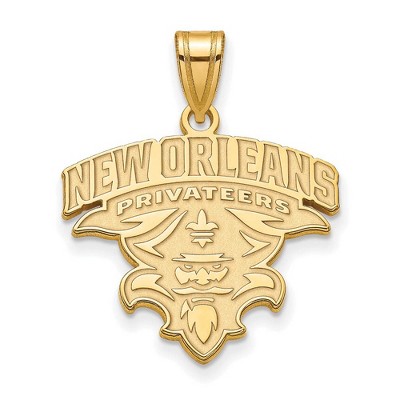 Black Bow Jewelry 10k Yellow Gold New Orleans Privateers NCAA Extra Large Pendant