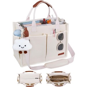 Generic Canvas Tote Bag for Women with Zipper & Compartments¨C Large Multi-Pocket Work - 1 of 4