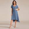 Ever-Pretty Chic V Neck Asymmetrical Hem Ruffles Sleeve Pleated Chiffon Wedding Guest Dress - image 2 of 4