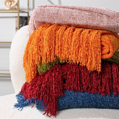 PAVILIA Chenille Throw Blanket with Woven Knitted Jamaica Ubuy