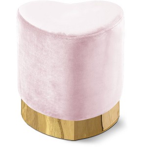 Meridian Furniture,Heart Velvet Ottoman/Stool - 1 of 4