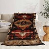 1pc Boho Patchwork Flannel Blanket, Ideal Birthday or Holiday Gift for Adults, Bold Geometric Pattern, Christmas Gift. - 3 of 4