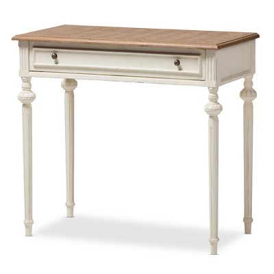 Marquetterie French Provincial Weathered Oak Wash Writing Desk White - Baxton Studio