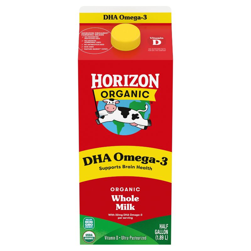 Horizon Organic Whole DHA Omega-3 Milk - 0.5gal, 1 of 9